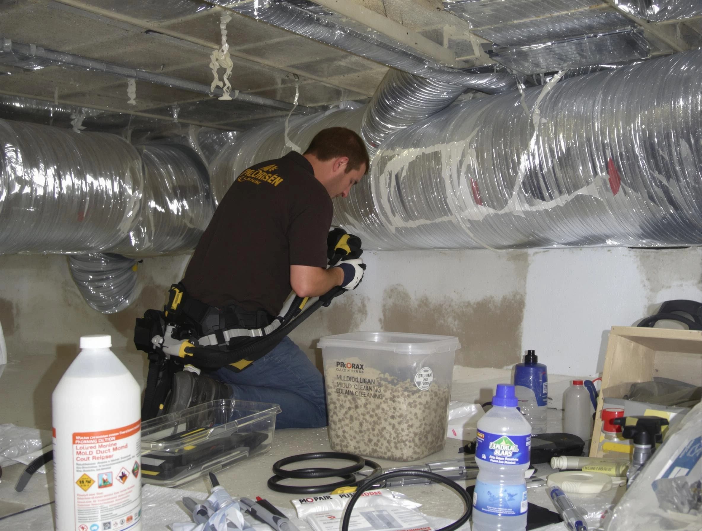 Peachtree City Air Duct Cleaning specialist performing professional mold removal from air ducts in Peachtree City
