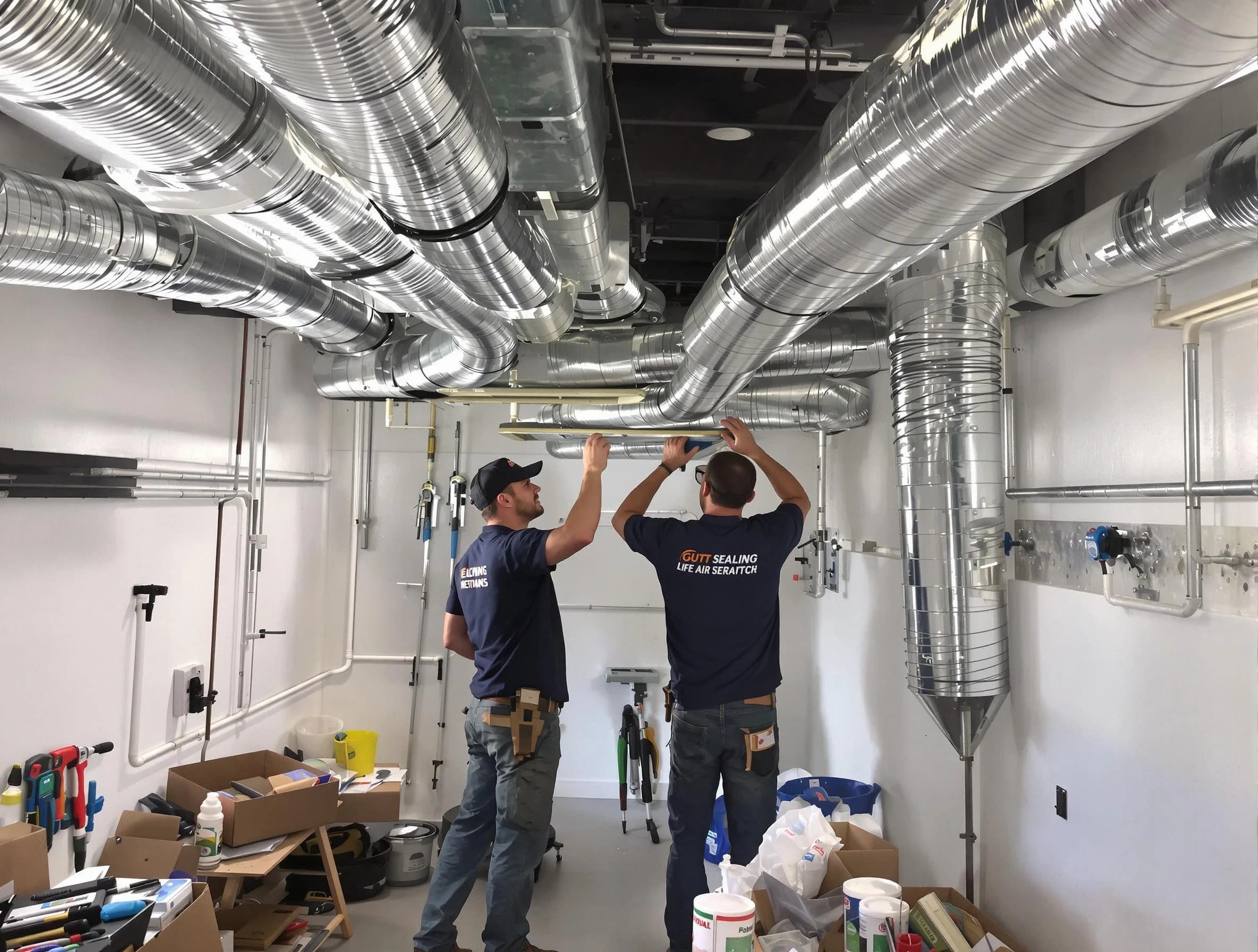 Peachtree City Air Duct Cleaning technician applying professional duct sealing solutions in Peachtree City