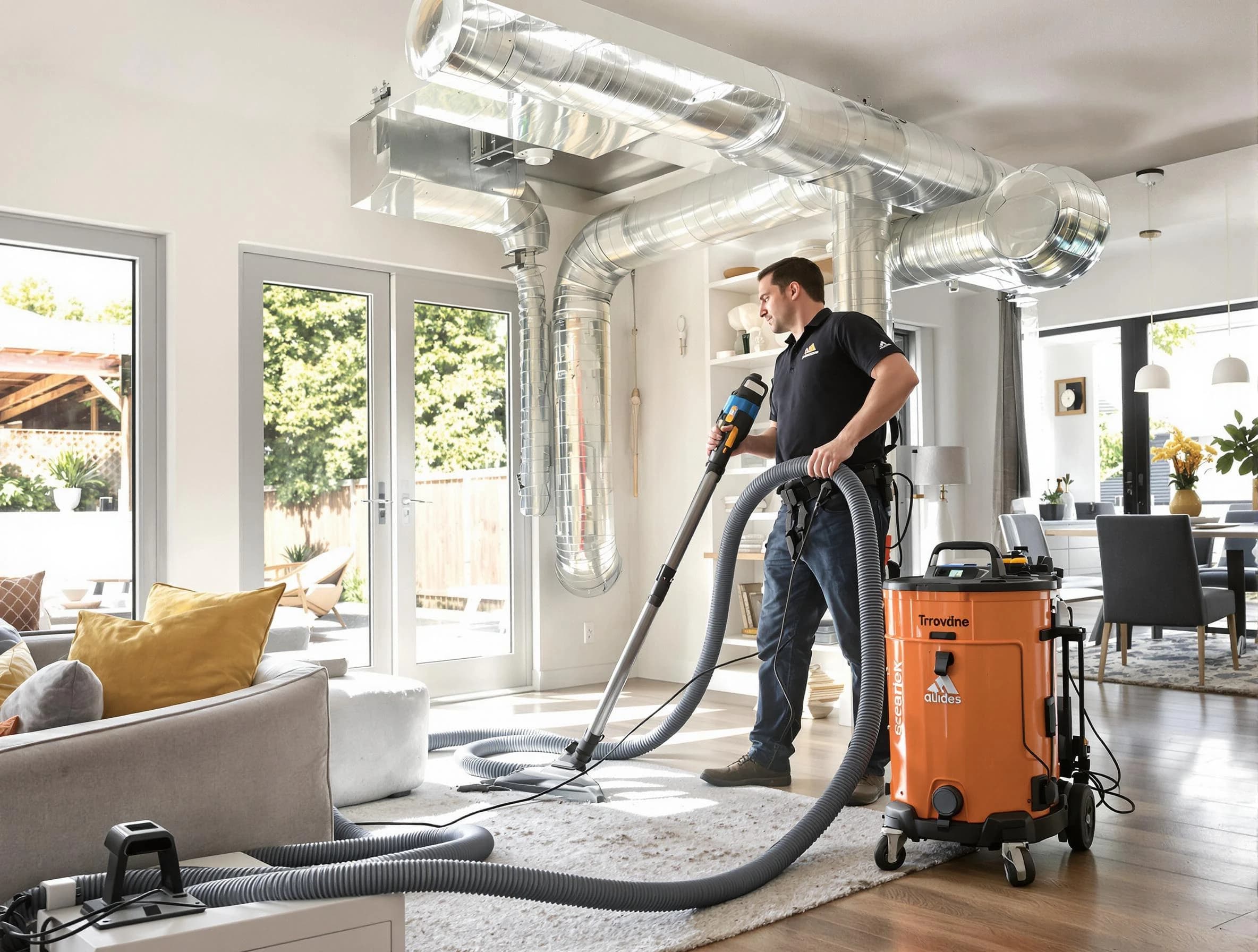 Peachtree City Air Duct Cleaning specialist performing thorough residential duct cleaning using advanced equipment in Peachtree City