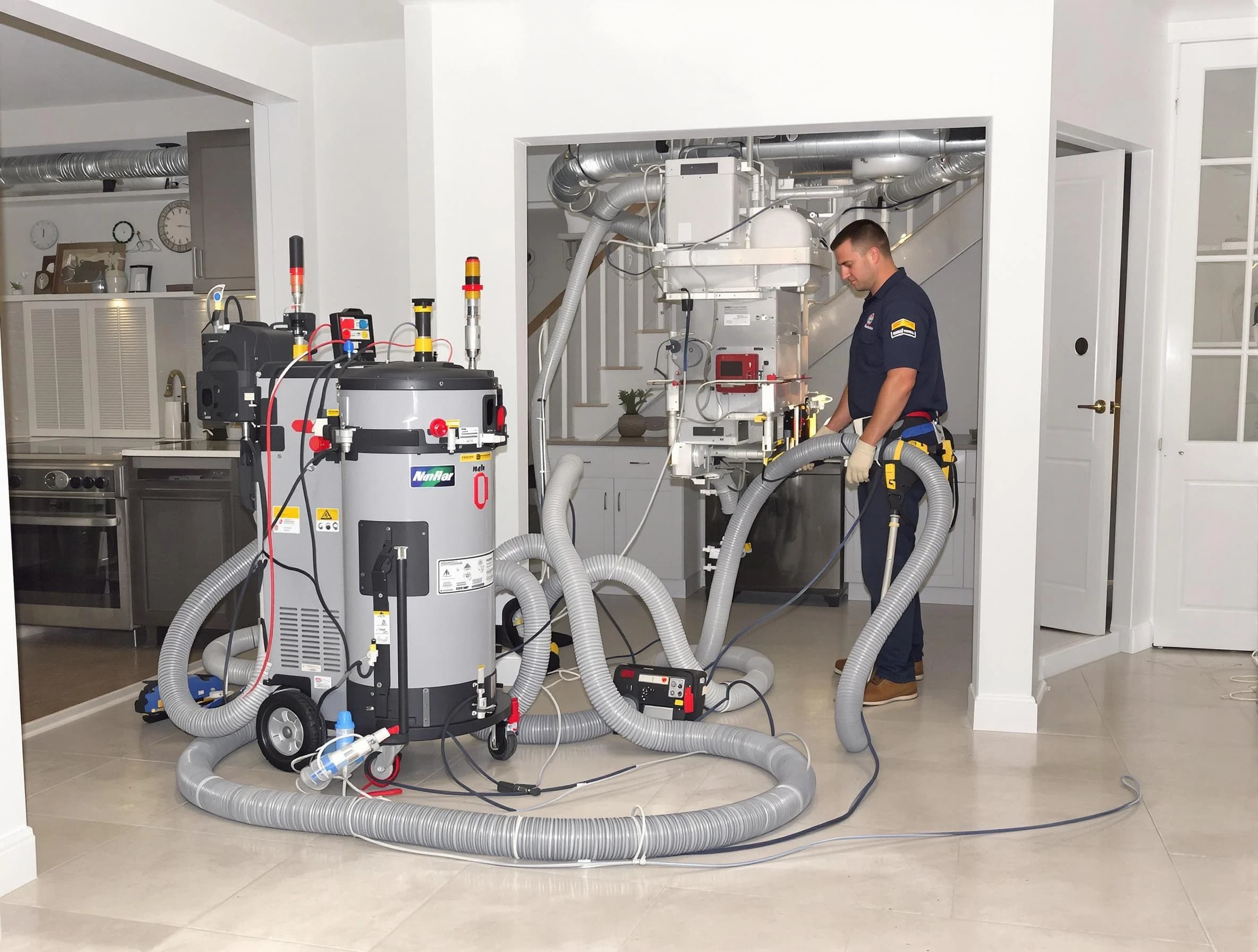 Peachtree City Air Duct Cleaning technician operating negative pressure cleaning equipment for thorough duct maintenance in Peachtree City